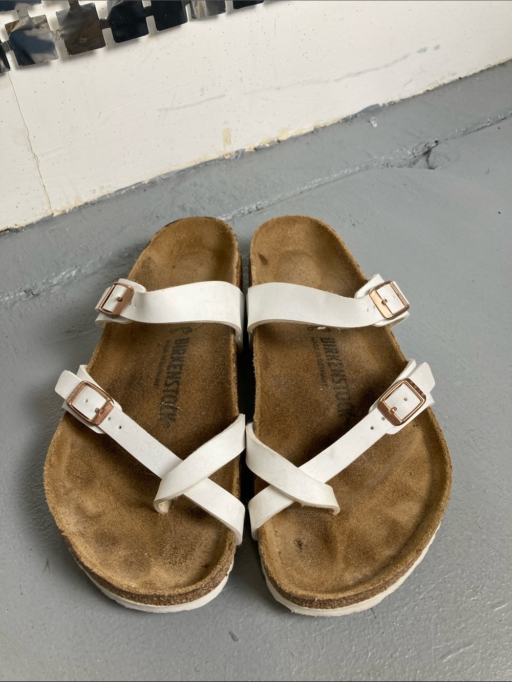 Birkenstock Kids White Cross-Strap Two-Buckle Sandals